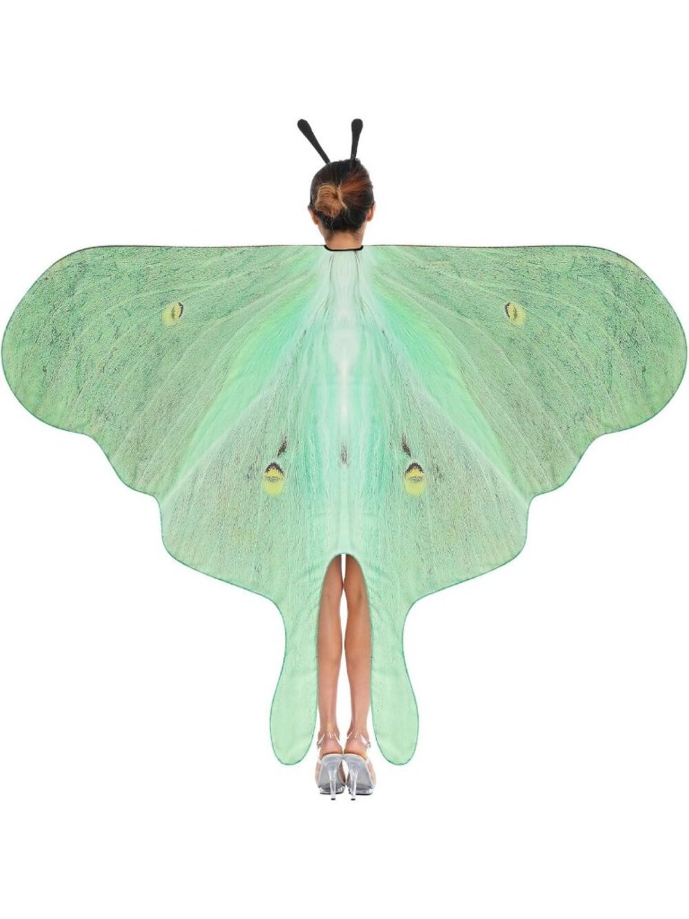 Mint Green Luna Moth Shawl Cape - Lightweight Draped Wrap